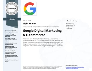 Google Digital Marketing & E-commerce Zertifikat